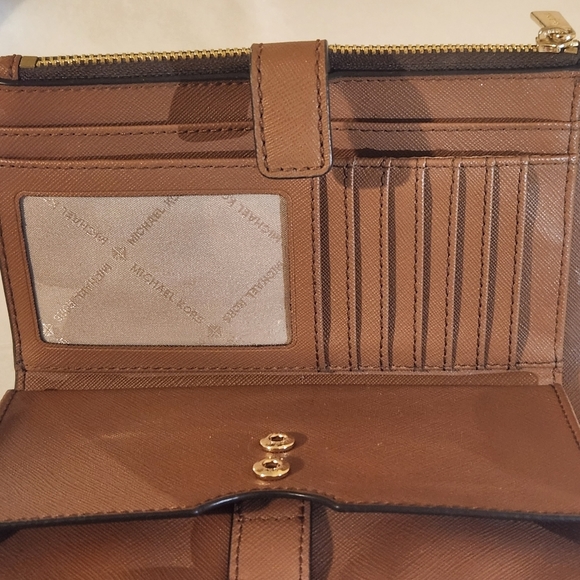 MICHAEL KORS Jet Set Travel MK Signature Double Zip Wristlet Wallet brown - Picture 11 of 15